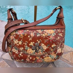 Patricia Nash Leather Sophia Hobo Vintage Botanical Print Bag